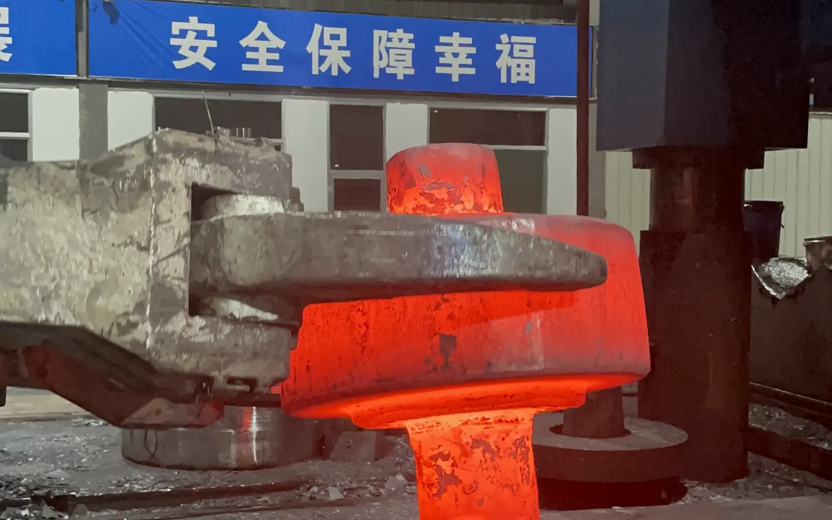 Hot forging in progress